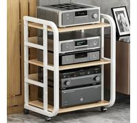 Support à roulettes réglable pour audio/vidéo à 3 niveaux pour lecteur de CD, pour la maison, le bureau et le cinéma à domicile, blanc B, économie d'espace, 50 x 42,5 x 70 cm