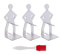 Support À Saucisses pour Barbecue 3 Pièces Et 1 Pinceau À Huile, Gril en Acier Inoxydable, Gril Créatif, Accessoires De Cuisson, Pinceau De Cuisson, Brosse en Silicone