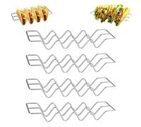 Support à Tacos,4 Supports De Burrito en Acier Inoxydable,Plateau Porte Tacos,Forme de Vague Taco Holder avec Poignée,Support de Taco Acier Inoxydable,pour Placer Tortillas et Collations Frites