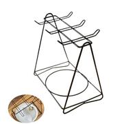 Support à Tasses à Café en Fer, Triangle pour 6 Tasses et 6 Assiettes | Rangement de Table, Organisation Multifonction, Séchage Pratique, Noir, pour Comptoir et Étagère