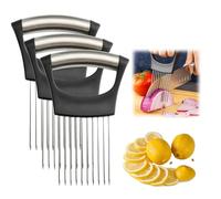 Support à tranches d'oignon en acier inoxydable, nouveau support à oignon pour trancher, coupe-citron, coupe-légumes, hachoir, outil d'aide au tranchage pour pommes de terre, tomates, oignons (3 Pcs)