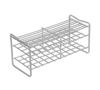 Support à Tubes de Laboratoire Argenté en Acier Inoxydable | Rack 40 Trous, Structure Ouverte Stable, pour Échantillons et Tubes à Essais, Finition Polie