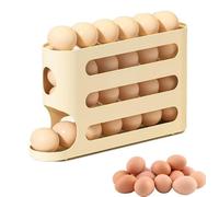Support à œufs 4 niveaux for réfrigérateur Distributeur d'œufs enroulement peu encombrant Réfrigérateur de stockage automatique avec fonction roulement transparent dégradé doux Peut contenir 30(Beige)
