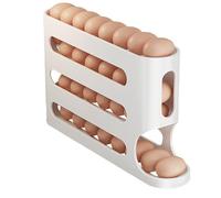 Support à œufs - Distributeur d'œufs inclinable à 4 niveaux - Organisateur automatique à roulettes - Bac de rangement pour plan de travail de cuisine, garde-manger, réfrigérateur empilable