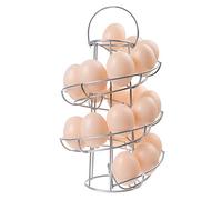 Support à œufs - Distributeur en spirale moderne et de luxe - Organisateur de rangement d’œufs de poule en fil métallique chromé autoportant pour les comptoirs de cuisine - Argenté