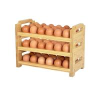 Support à œufs en bois de bambou, à 3 niveaux empilable pour 54 œufs frais, organisateur rustique pour œufs de poulet, caille, canard et dinde, plateau à œufs en bois idéal pour la cuisine et la