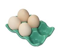 Support à œufs en céramique pour 6 tasses pour réfrigérateur et comptoir | Vert, surface polie, avec base antidérapante | Support en porcelaine pour demi-douzaine d'œufs pour réfrigérateur