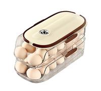Support à œufs pour réfrigérateur - Bac à œufs roulant automatique à 2 étages - Rangement des œufs peu encombrant pour 16 œufs - Organiseur de réfrigérateur - 1 pièce (double rangée, 2 niveaux)