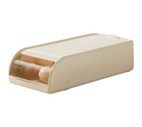 Support à œufs roulants de grande capacité pour réfrigérateur, boîte de rangement à œufs en plastique à deux niveaux avec couvercle à rabat, grille de rangement ventilée de cuisine, blanc