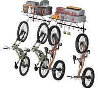 Support à vélo SucceBuy - 4 vélos, montage mural avec 2 étagères, 63 pouces, jusqu'à 500 livres, personnalisable