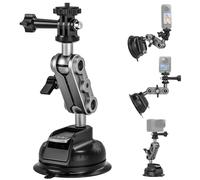 Support à Ventouse pour GoPro Hero 13 12 Insta360 X6 X5 X4 X3 DJI Osmo 360 | Fixation avec Support Double Rotule Rotation à 360° pour GoPro Hero 11 10 9 8 sur Pare-Brise ou Fenêtre de Voiture