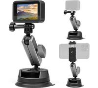 Support à Ventouse pour GoPro Hero Fixation Ventouse Voiture Action Caméra 360 ° Double tête et 1/4 Fileté Téléphone Compatible avec Gopro Hero 11 10 9 8 7 6 5 Insta360 X3, Osmo Pocket Téléphone