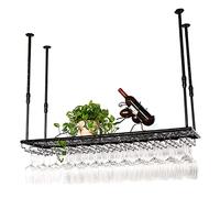 Support à verres à vin suspendu au plafond réglable - Support à verres à pied pour bars, restaurants, cuisines - Étagère élégante et peu encombrante pour la décoration et la décoration de la maison