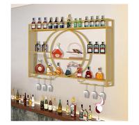 Support à vin LED Mural, étagère à vin Murale, étagères de Bar murales pour Bouteilles d’Alcool, Support à vin Mural avec Support à Verre à vin, présentoir de Stockage de Bouteilles de vin p