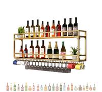 Support à vin Mural à 2/3 Niveaux avec lumière LED Étagères de Bar flottantes Étagère à Liqueur Murale avec Porte-Verre à vin pour l’Affichage des Bouteilles d’Alcool Rangement de vin pour l