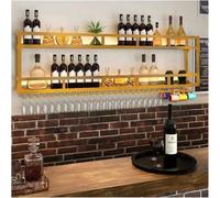 Support à Vin Mural avec Lumière LED, étagère D’Affichage De Stockage De Vin Porte-Bouteille en Métal, Supports à Vin De Grande Capacité pour Comptoir De, Gold2, 100cm/39.4in