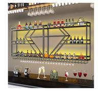 Support à vin Mural avec lumières LED, Support de Rangement Moderne en Verre à vin en métal, étagère de Bar Murale, étagères de Bar murales pour Bouteilles d’Alcool, étagère d’Affichage de b