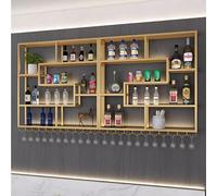 Support à vin Mural avec Porte-Verre à vin, étagère de Bar Flottante en métal avec Porte-Bouteilles et Porte-Verres pour Le Stockage de l’Alcool, étagères flottantes murales, Supports de STO