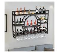 Support à vin Mural en métal, étagères de Bar murales pour Bouteilles d’Alcool avec lumière LED, présentoir de Stockage de vin avec Support en Verre, étagère à vin Murale pour la Maison, Bar