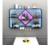 Support à vin Mural LED Étagère à vin Industrielle pour la Maison, Le Bar, la Cuisine et la Salle à Manger Affichage élégant pour Les Bouteilles Conception Peu encombrante