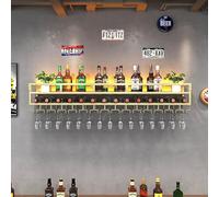 Support à vin Mural Moderne à lumière LED avec Support en Verre Affichage de Rangement en métal Multifonctionnel pour la Cuisine de Bar à Manger à la Maison