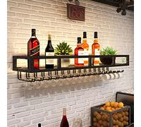 Support à vin Mural présentoir à vin Support de Plante Flottant de Style européen en métal/présentoir Mural/Support décoratif avec 2 Types de Porte-Verres