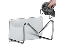 Support adhésif pour éponge - Panier d'évier en acier inoxydable, support de tampon à récurer, support de vaisselle, organisateur de lavabo en acier | Support mural pour brosse à récurer, vaisselle