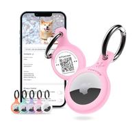 Support AirTag & Collier pour Animaux. GPS et App avec QR ID pour Localisation Instantanée, Profil en Ligne et Coordonnées. Traceur pour Chien ou Chat (Rose)