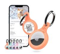 Support AirTag & Collier pour Animaux. GPS et App avec QR ID pour Localisation Instantanée, Profil en Ligne et Coordonnées. Traceur pour Chien ou Chat (Orange)