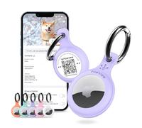 Support AirTag & Collier pour Animaux. GPS et App avec QR ID pour Localisation Instantanée, Profil en Ligne et Coordonnées. Traceur pour Chien ou Chat (Mauve)