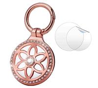 Support Airtag Étui AirTag Porte-clés Airtag Apple AirTag Tracker Porte-clés AirTag Etui de protection AirTag Porte-clés AirTag en métal pour les enfants les garçons et les femmes (1*Rose)