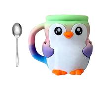 Support amusant en forme de pingouins avec manchon isotherme intégré dans un tiroir de rangement et des cuillères, organiseurs de rangement pour crème glacée
