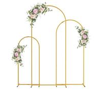 Support Arche Ballon Anniversaire, Lot de 3 Supports d'arche en Métal pour Décoration de Mariage, 1,2 m, 1,5 m, 1,8 m, carré, pour extérieur, cérémonie, Anniversaire, fête, Jardin (doré)
