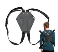 Support arrière double sabre - Gaine en cuir PU, bretelles réglables, ceinture extensible flexible, accessoire de costume | Sac de transport pour cosplay, GN, Anime, Halloween, Ninjaas, Héros, Noir