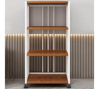 Support audio à 2 niveaux - Armoire de rangement multimédia avec roulettes, lecteur de disque mobile et étagère de console de jeu - Finition élégante noire et teck - Parfait pour le divertissement à