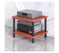 Support audio à 2 niveaux - Métal et bois Composants AV Meuble stéréo pour amplificateur, tourne-disque, récepteur stéréo, audio et vidéo nizer - Finition marron