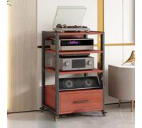 Support audio à 3 niveaux - Métal et bois Composants AV Support stéréo pour amplificateur, tourne-disque, récepteur stéréo, équipement audio vidéo nizer (blanc)