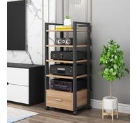 Support audio de 3/4/5 niveaux CD Media Player Stand Boîtier composant audio/vidéo Étagère de rangement mobile au sol avec roues et tiroirs pour la maison/bureau/théâtre, 4 couleurs
