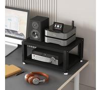 Support audio de bureau à 2, 3, 4 niveaux - Petit meuble stéréo HiFi pour amplificateur de casque, lecteur CD, armoire de rangement multimédia (noyer, 4 niveaux, 45 cm)