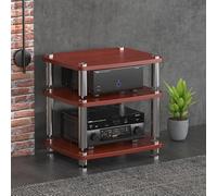 Support audio de jeu et de divertissement - Support multimédia AV - Étagère d'angle - Meuble d'affichage DVD et CD - Tour audio en bois pour salon et studio (60 x 48 x 57 cm)