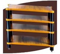 Support audio en bois à 3 niveaux avec coussinets absorbant les chocs pour composants Hifi et meuble d'angle TV pour audio/vidéo/médias (60 x 48 x 70,5 cm)
