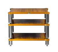 Support audio, en bois massif avec pieds en acier inoxydable, armoire d'équipement audio, pieds absorbant les chocs, support de tourne-disque, étagère pour amplificateur