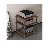 Support audio en bois robuste à 3 niveaux - Support d'amplificateur HiFi moderne et étagère multimédia AV pour DVD électronique et affichage d'angle - Finition noyer Design robuste parfait pour le