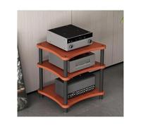 Support audio en bois robuste - Support d'amplificateur HiFi moderne à 3 niveaux et étagère multimédia AV - Étagère d'angle et DVD pour divertissement à domicile (marron)