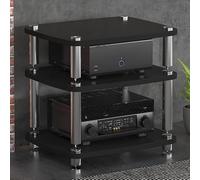 Support Audio, étagère de Jeu, étagère d'angle for Support Multimédia AV | Étagère Dvd, Support de Divertissement, Tour Audio, Support for Lecteur de Disque, for la Vie(Black,60x48x57cm)