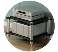 Support Audio Hi-FI 1 À 4 Niveaux Étagère Rangement Amplificateur Lecteur CD Ampli-Tuner Enceintes Platine Vinyle Équipement Multimédia Home Studio D'enregistrement Cinéma(Noir,60 * 48 * 40cm(2Tier))