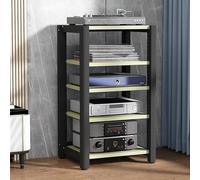 Support audio HiFi avec étagères réglables - Armoire phono autonome - Support de lecteur de disque ouvert - Rangement d'angle mobile pour les amateurs de cinéma maison et de musique