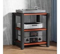 Support audio HiFi avec étagères réglables - Armoire phono mobile - Support d'angle mobile pour lecteur de disques - Rangement pour système home cinéma