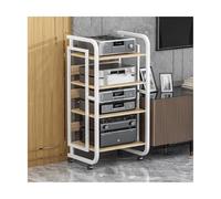 Support audio HiFi avec étagères réglables - Support multimédia AV mobile sur roulettes - Support de console TV et de jeu pour lecteurs DVD - 4 niveaux (blanc)