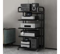 Support audio HiFi mobile à 5 niveaux, support stéréo avec roulettes, étagère de support multimédia pour platines et équipements HiFi, mobilier audio élégant pour la maison